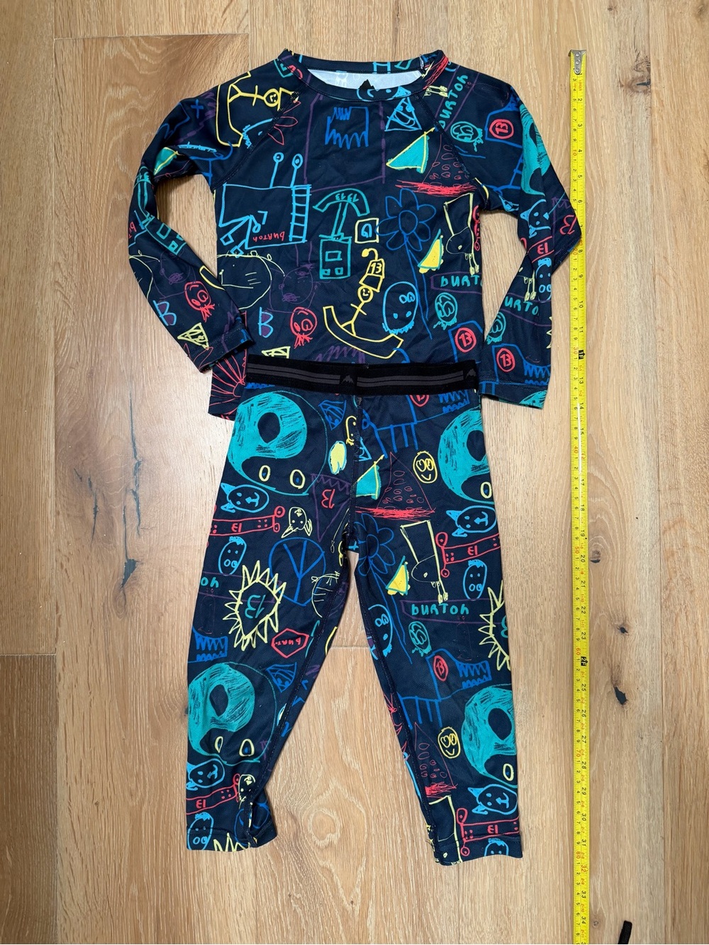Burton Kids Navy Blue Neon Doodle Base Layer, 3t